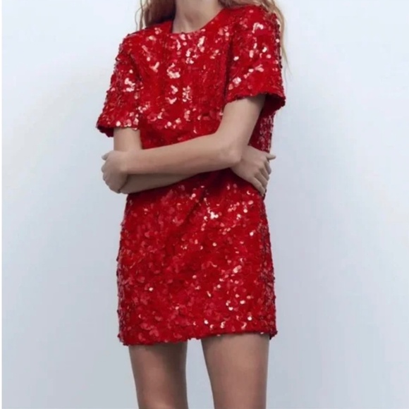 Zara Dresses & Skirts - Zara red sparkling dress (Large)